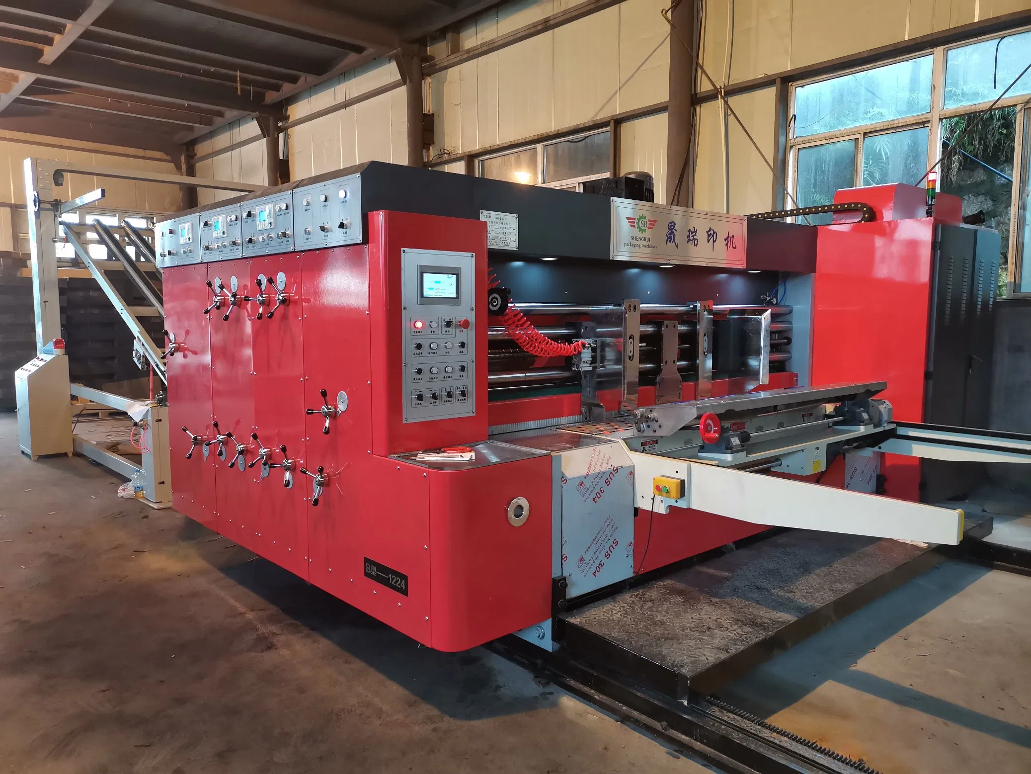 Three Color Corrugated Paper Printing Die-Cutting Vibrator Stacker Carton Box Machine